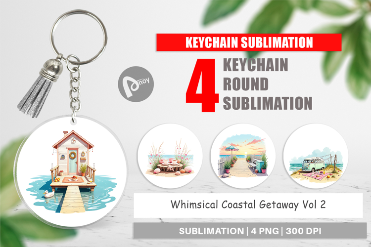 Keychain Whimsical Coastal Escape