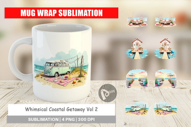 Mug Wrap Whimsical Coastal Escape