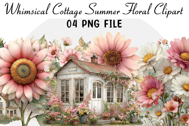 Whimsical Cottage Summer Floral Clipart