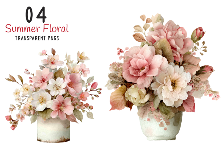 Whimsical Cottage Summer Floral Png