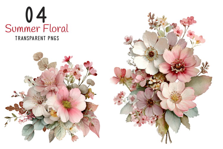 Whimsical Cottage Summer Floral Png