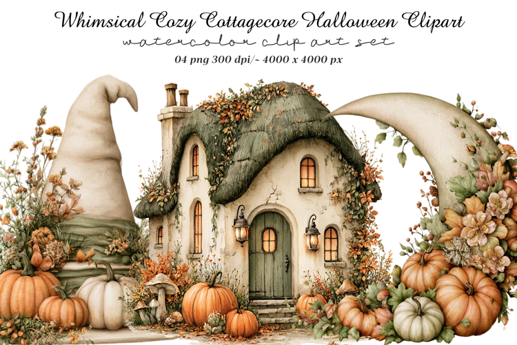 Whimsical Cozy Cottagecore Halloween Clipart