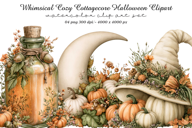 Whimsical Cozy Cottagecore Halloween Clipart