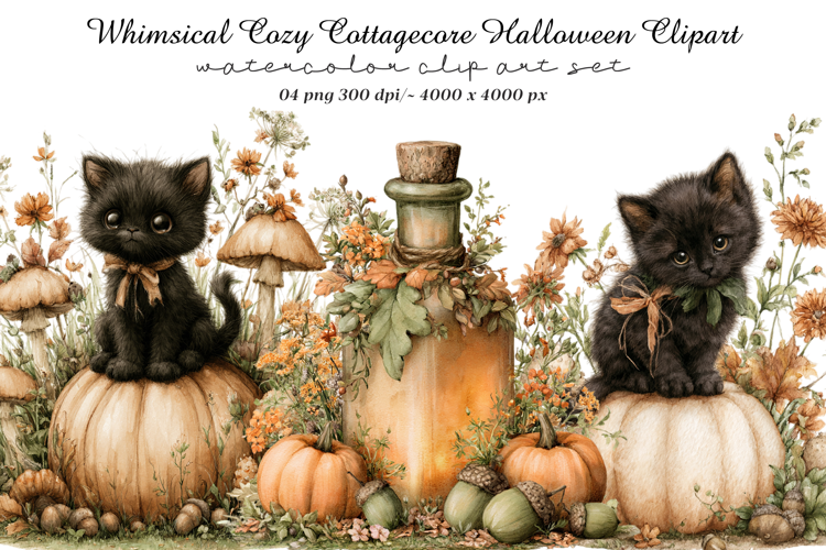 Whimsical Cozy Cottagecore Halloween Clipart