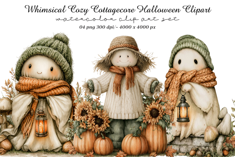 Whimsical Cozy Cottagecore Halloween Clipart