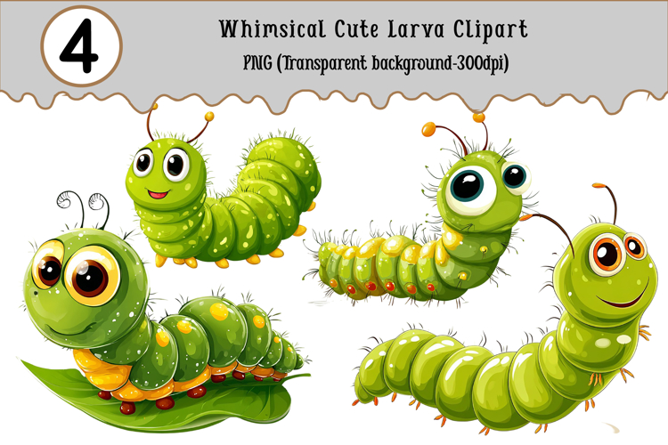 Whimsical Cute Larva Clipart example image 1