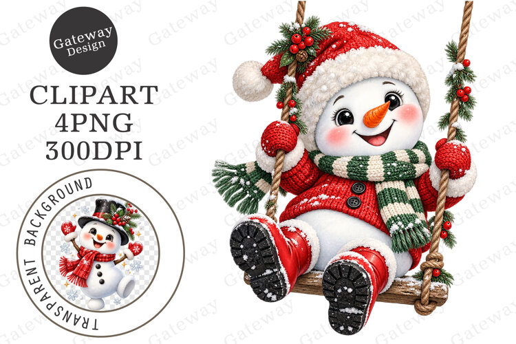 Whimsical Dancing Snowman PNG example image 1
