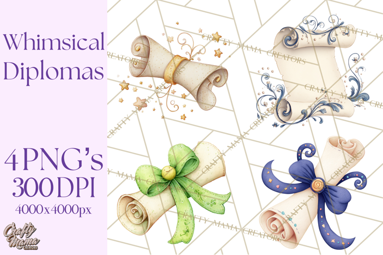 Graduation Diploma Clipart PNG, Whimsical Diploma Scroll