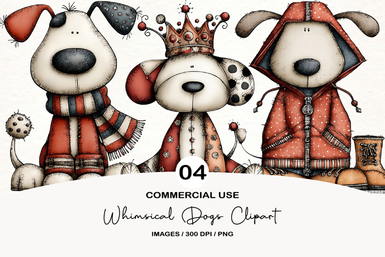 Whimsical Dogs Clipart Sublimation