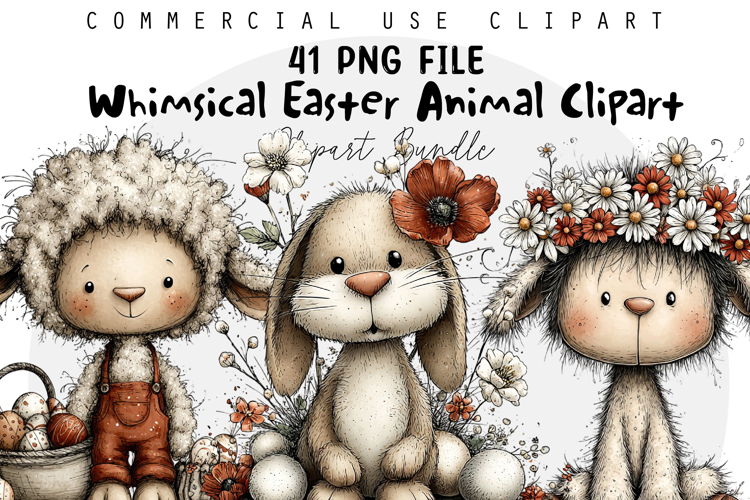 Whimsical Easter Animal Clipart Bundle, Easter Sublimation