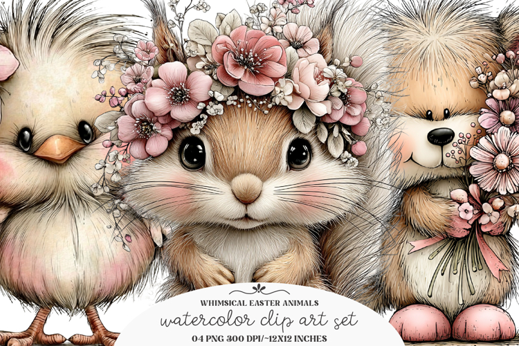 Whimsical easter animals clipart - easter animal Png