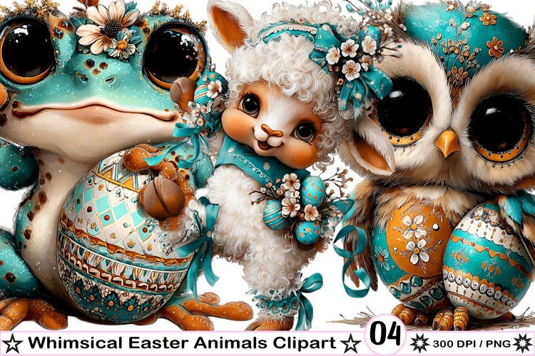 Whimsical Easter Animals Clipart