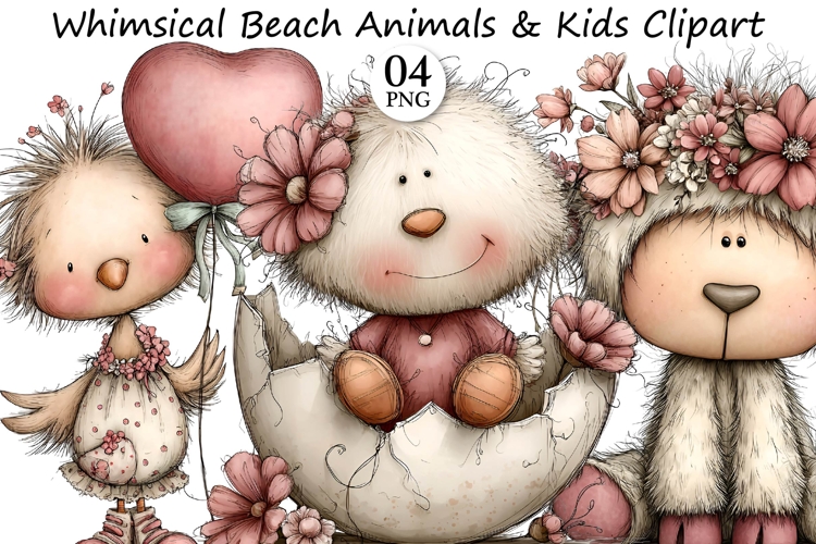 Whimsical Easter Animals Clipart