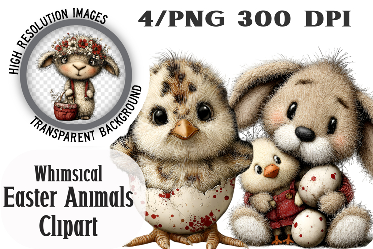Whimsical Easter Animals Clipart