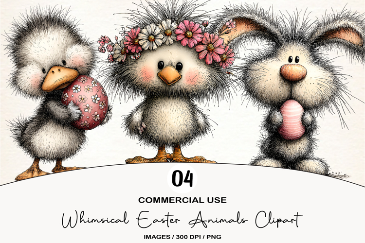 Whimsical Easter Animals Clipart