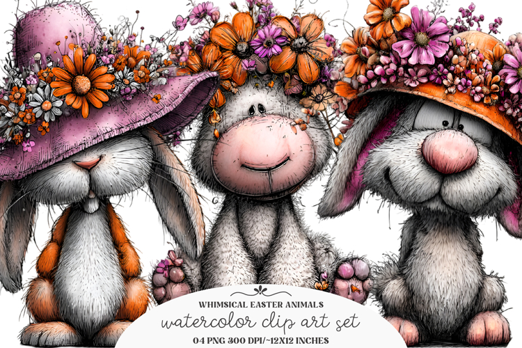Whimsical Easter Animals Clipart - Easter Animals Png