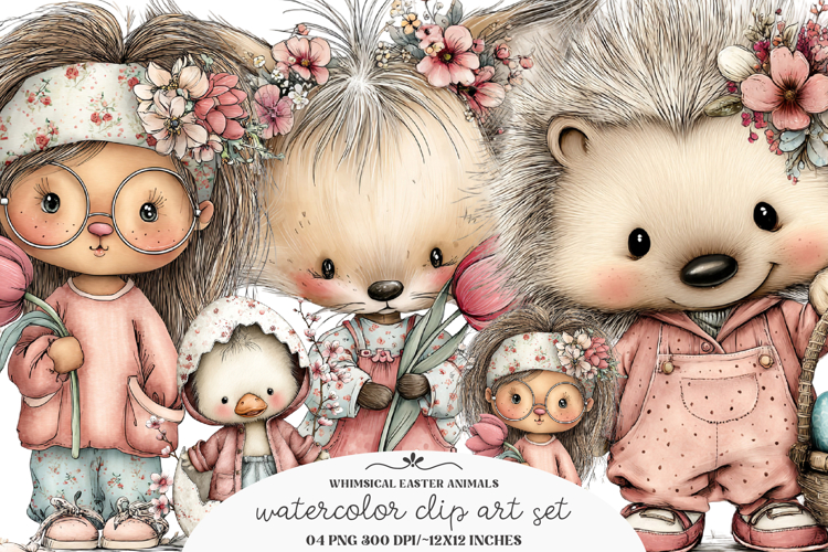 Whimsical easter animals clipart - Easter animals Png