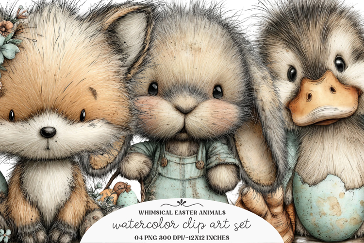 Whimsical Easter Animals Clipart - Easter Animals PNG
