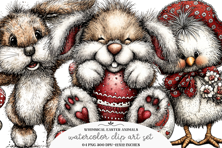 Whimsical easter animals clipart - Easter animal Png