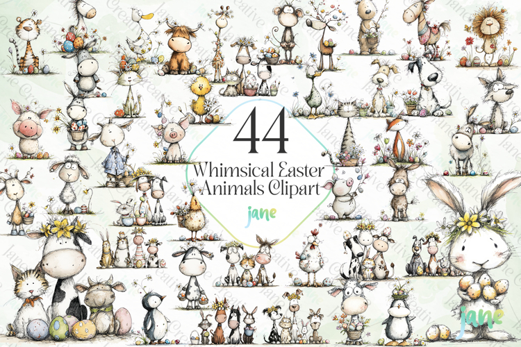 Whimsical Easter Animals Clipart