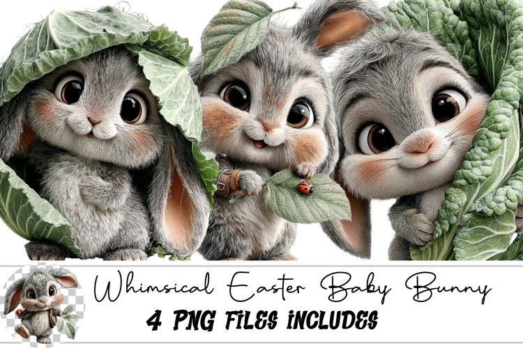 whimsical easter baby bunny Clipart