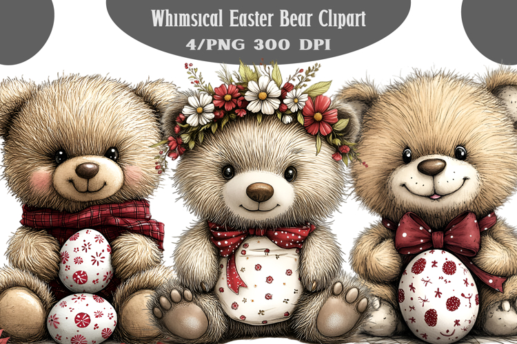 Whimsical Easter Bear Clipart