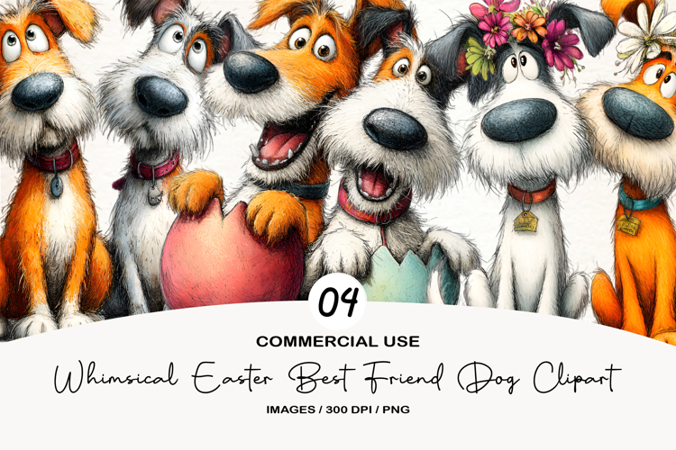 Whimsical Easter Best Friend Dog Clipart