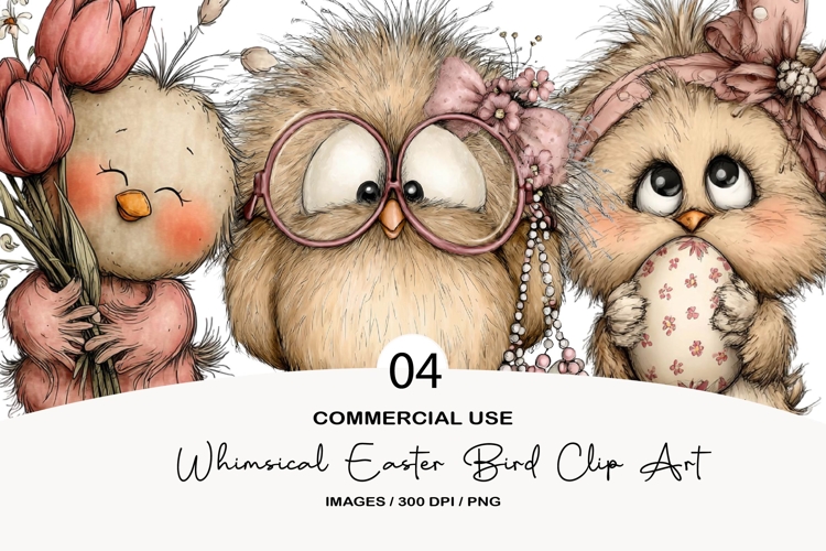 Whimsical easter bird Clipart