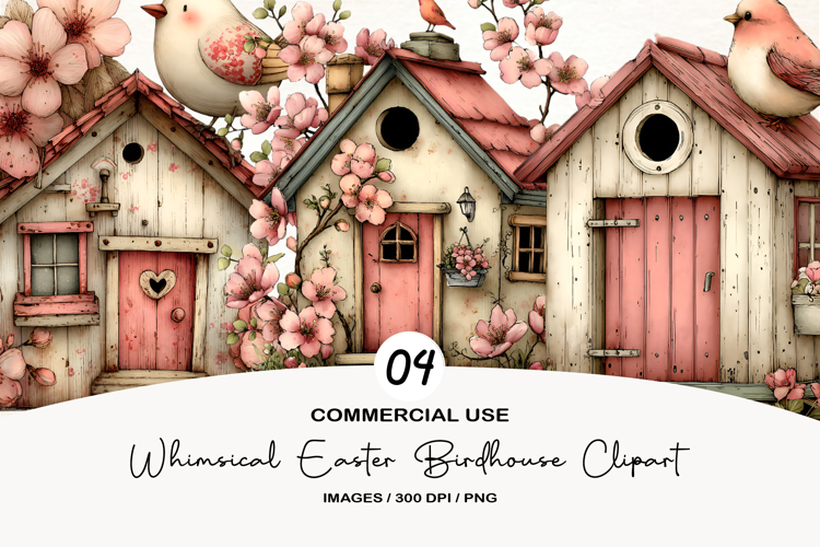 Whimsical Easter Birdhouse Clipart