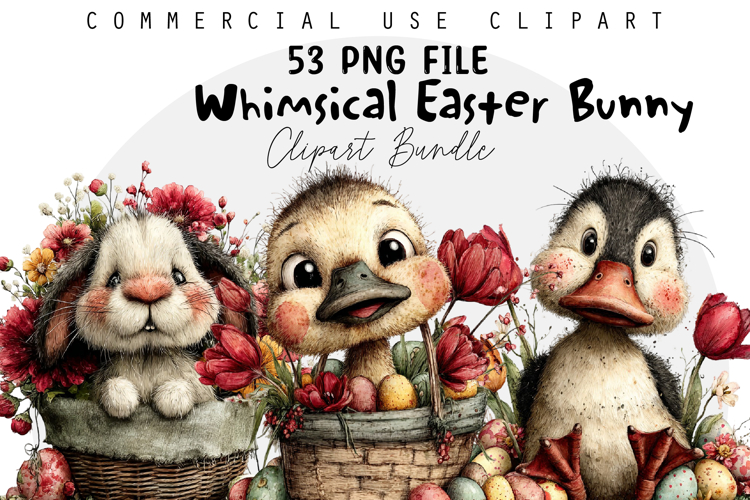 Whimsical Easter Bunny Bundle, Easter Sublimation PNG