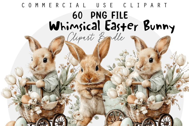Whimsical Easter Bunny Bundle, Easter Sublimation PNG