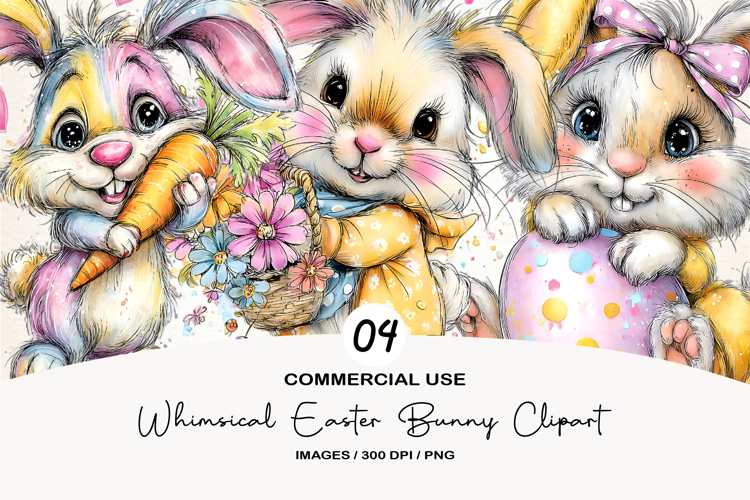 Whimsical Easter Bunny Clipart