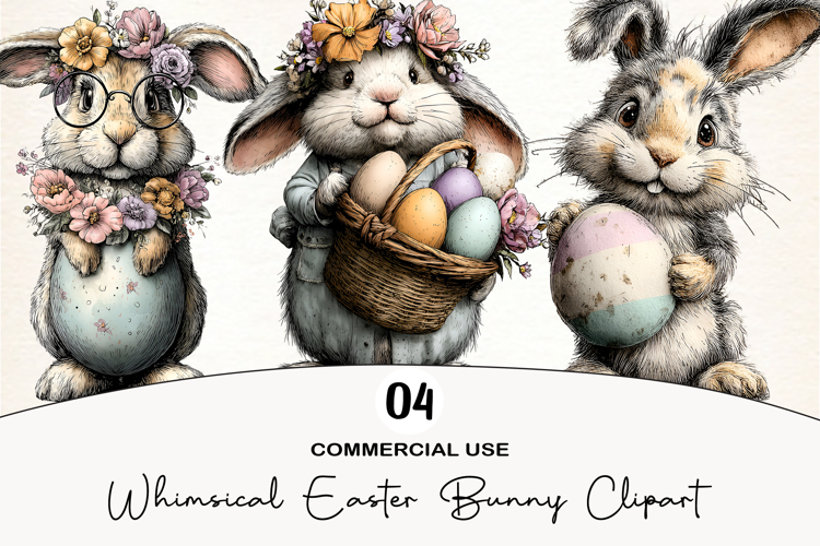Whimsical Easter Bunny Clipart