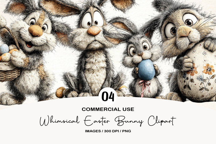 Whimsical Easter Bunny Clipart