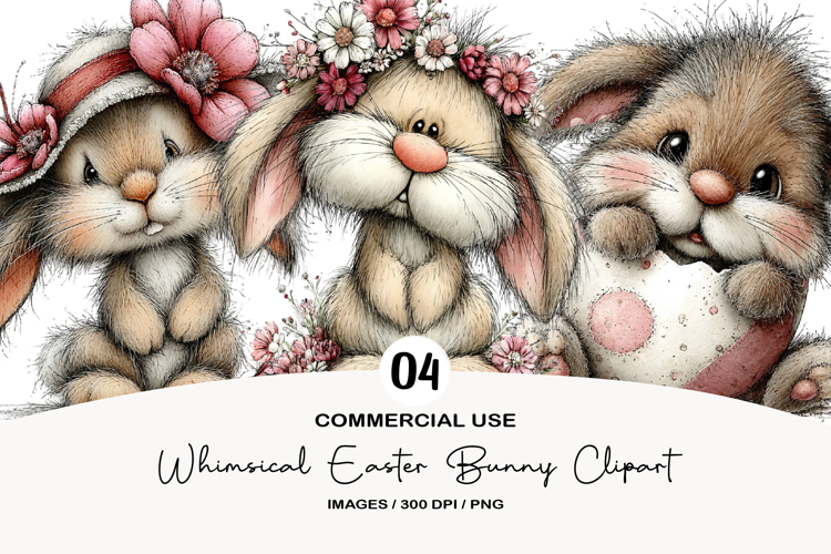 Whimsical Easter Bunny Clipart