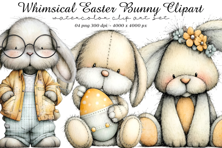 Whimsical easter bunny clipart