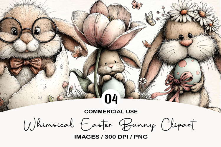 Whimsical Easter Bunny Clipart