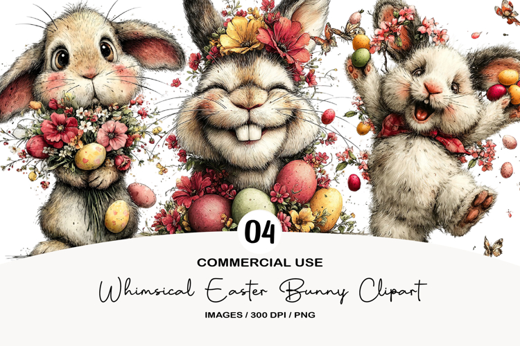 Whimsical Easter Bunny Clipart