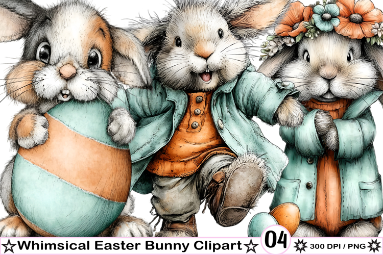 Whimsical Easter Bunny Clipart