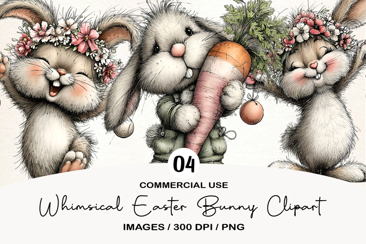 Whimsical Easter Bunny Clipart