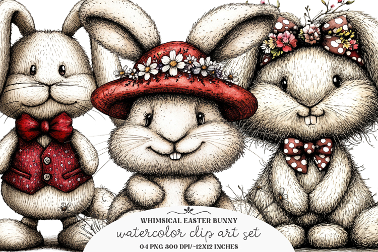 Whimsical easter bunny clipart - Easter Bunny Png