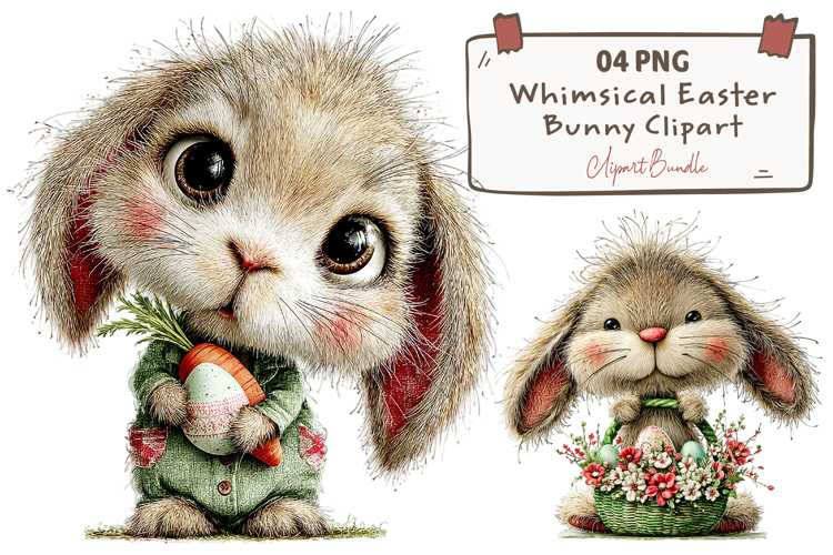 Whimsical Easter Bunny Clipart Png