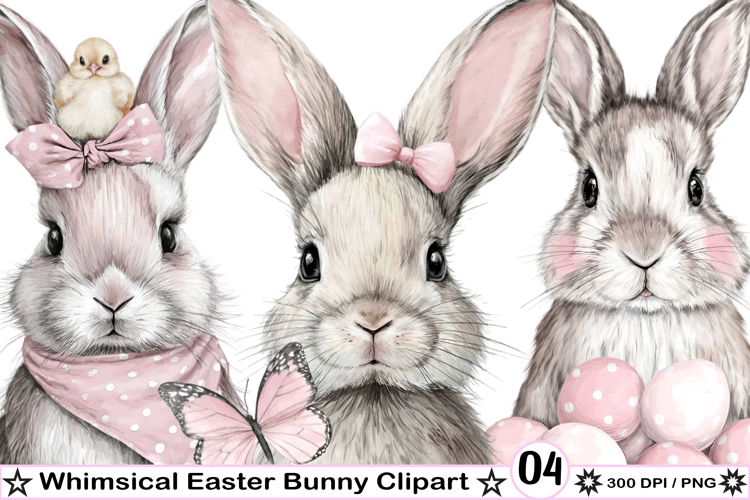 Whimsical Easter Bunny Clipart PNG