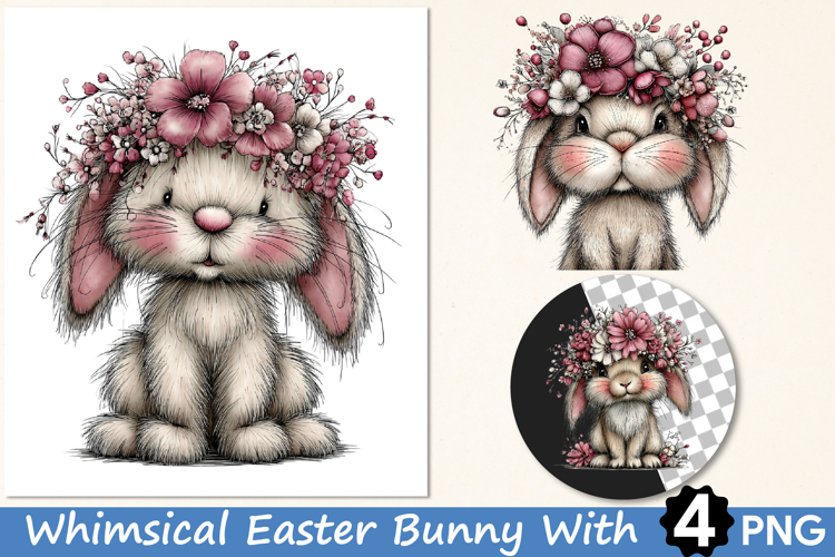 Whimsical Easter Bunny With Floral Crown