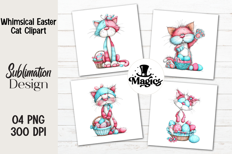 Whimsical Easter Cat Clipart