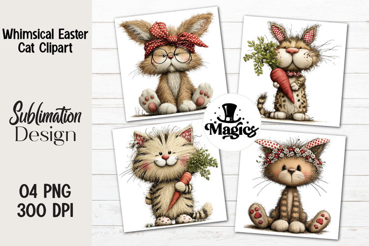 Whimsical Easter Cat Clipart