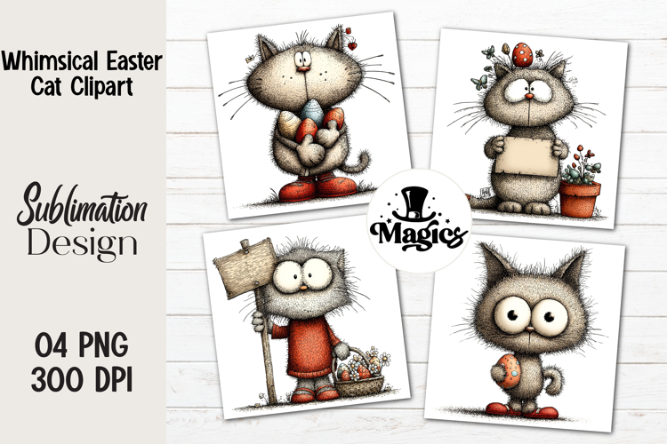 Whimsical Easter Cat Clipart