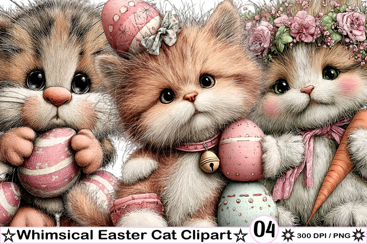 Whimsical Easter Cat Clipart