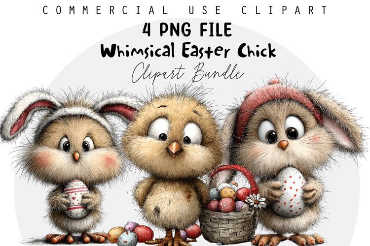 Whimsical Easter Chick Clipart, Easter Sublimation PNG