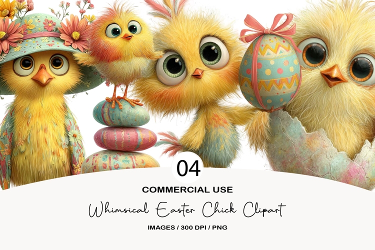 Whimsical easter chick clipart